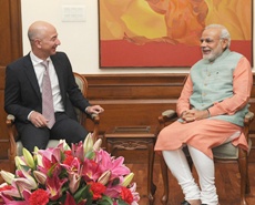 President and CEO of Amazon Jeffrey P. Bezos with Prime Minister Narendra Modi